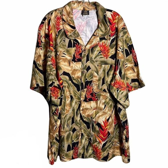 Toucan Dance Hawaiian print shirt men’s 2XL vacation button down EUC XXL vintage - Picture 1 of 12